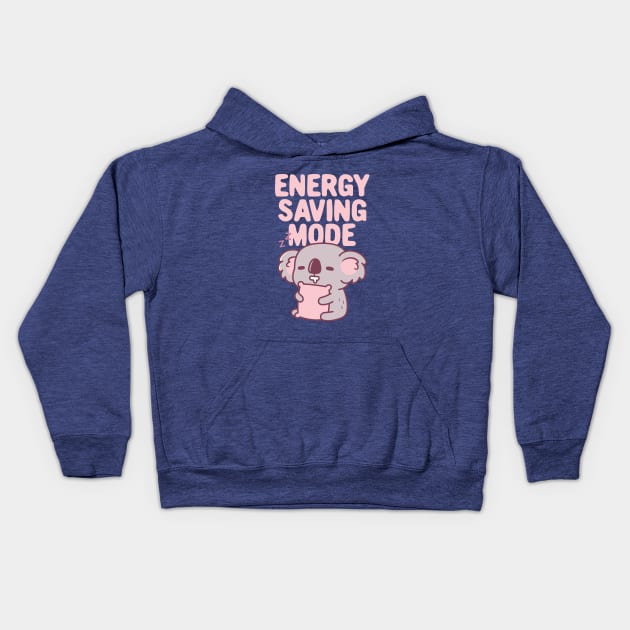 Funny Napping Koala Bear Energy Saving Mode Kids Hoodie by rustydoodle